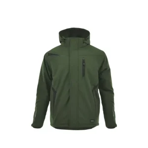 Sara Comfort Winter bélelt softshell hosszú kabát olíva zöld – fekete