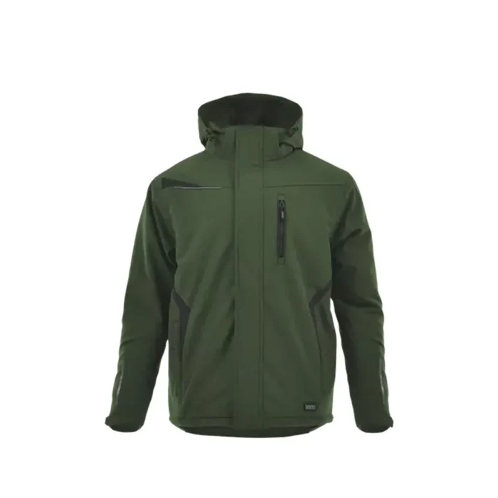 Sara Comfort Winter bélelt softshell hosszú kabát olíva zöld – fekete