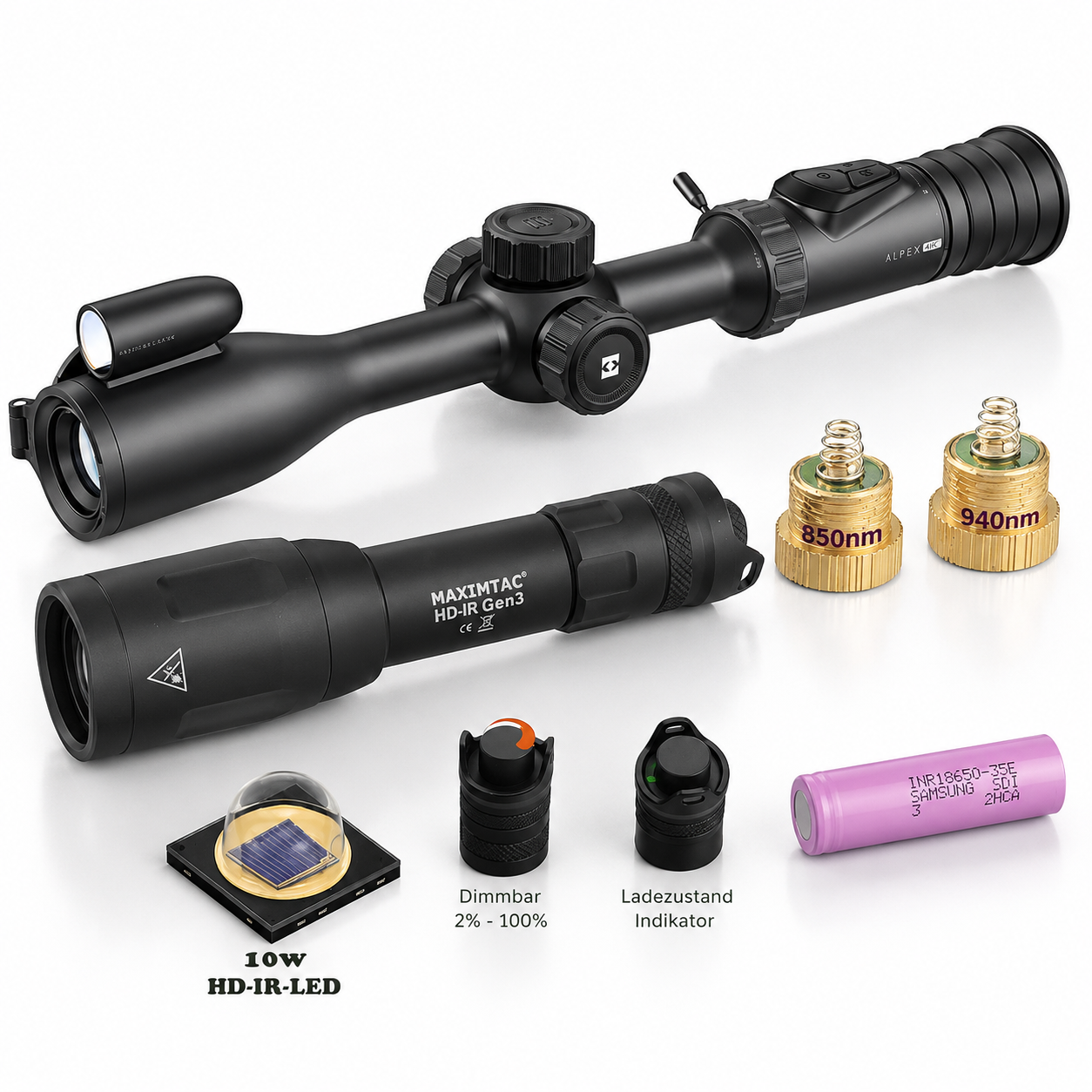 HIKMICRO ALPEX PRO LRF A50PL digitális éjjellátó céltávcső távolságmérővel +Maximtac HD-IR Gen 3 infralámpa 940 és 850-es leddel - Image 31