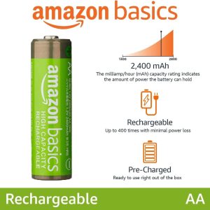 Egy darab Amazon Basics AA NiMH akkumulátor 2400 mAh kapacitással