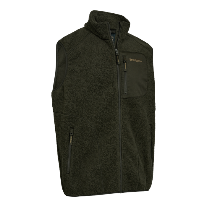 Deerhunter ATLAS Fleece puha polár vadászmellény – 4131 – Forest Green – erdőzöld (361) – elölnézet