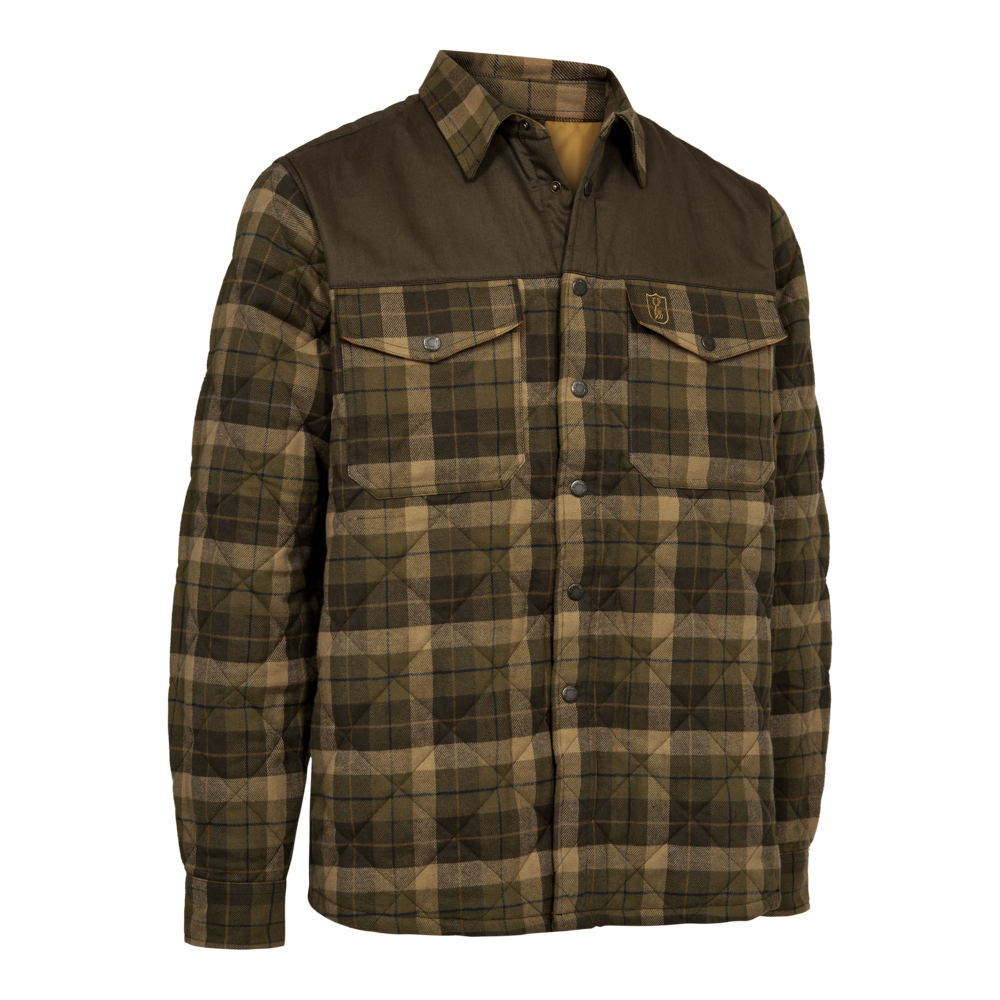 Deerhunter ELBERT Padded Shirt Jacket – bélelt férfi flanel ingkabát – 5684 – Brown Check – barna kockás (55684) – elölnézet