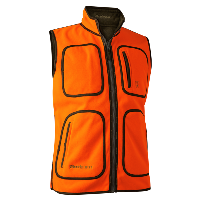 Deerhunter GAMEKEEPER kifordítható polár vadászmellény – 4525 – Orange – narancssárga (663) – elölnézet