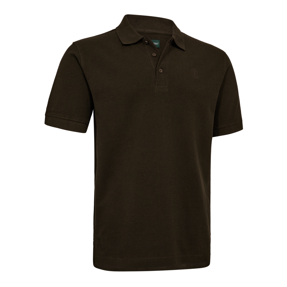 Deerhunter GRIFFIN mini waffle galléros póló – 8687 – Otter Brown – vidrabarna (544) – elölnézet