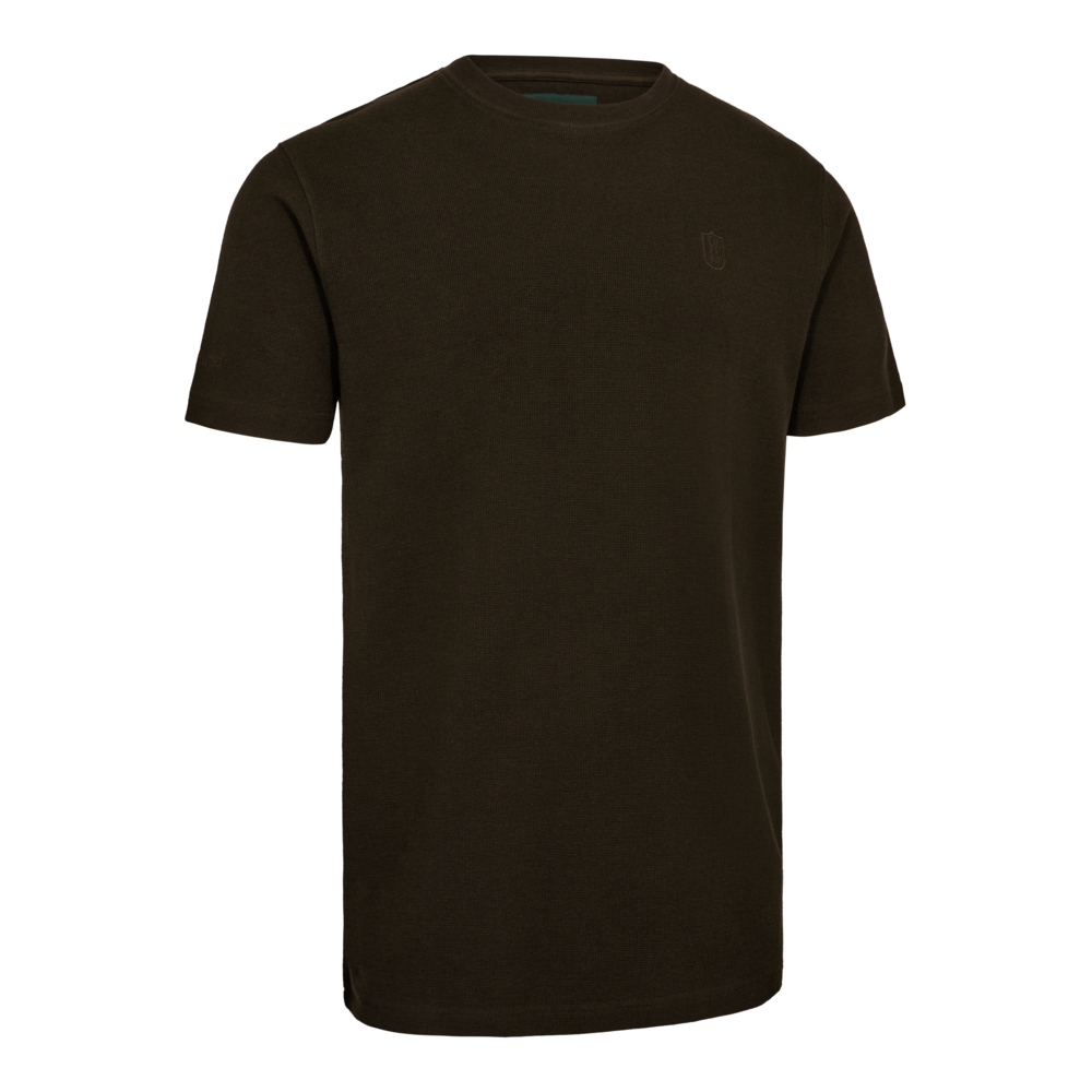 Deerhunter GRIFFIN mini waffle pamutkeverék póló – 8686 – Otter Brown – vidrabarna (544) – elölnézet
