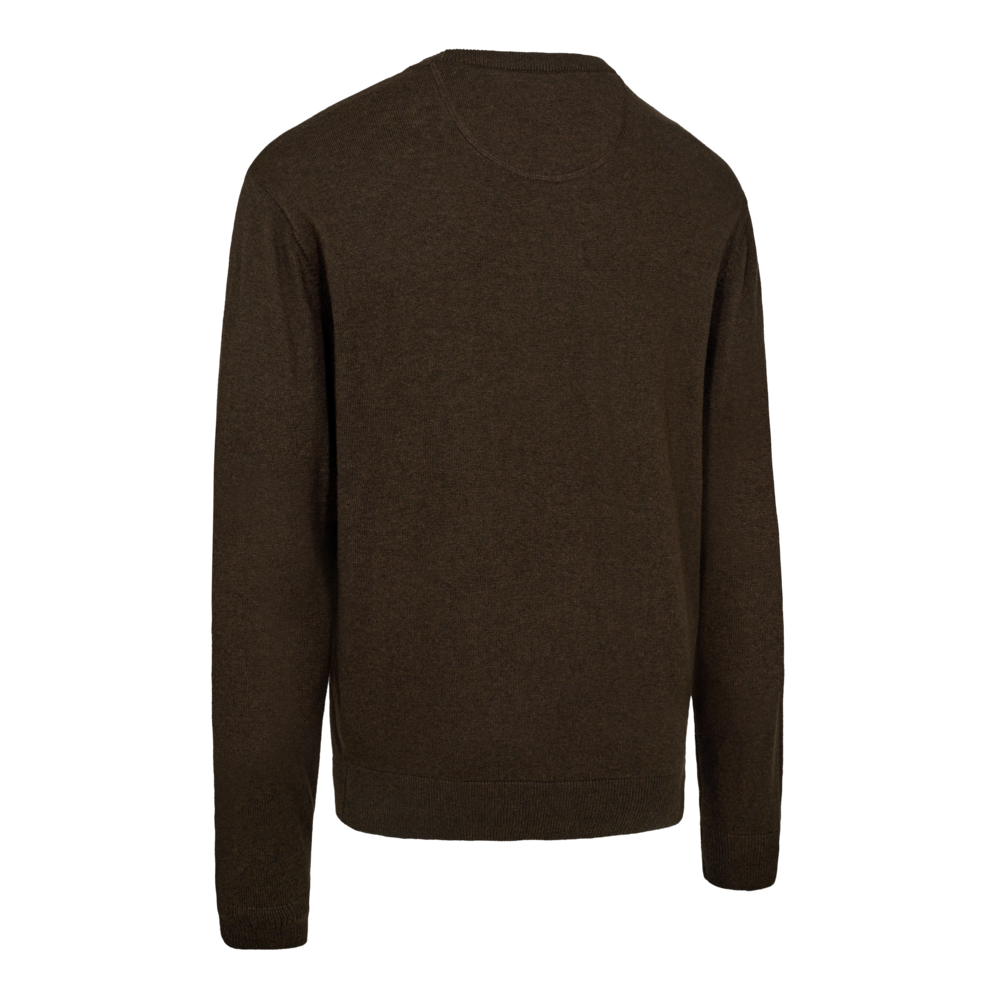 Deerhunter HARRINGTON O-neck merinógyapjú–pamut kereknyakú pulóver – 8117 – Brown melange – barna melír (595) – hátulnézet
