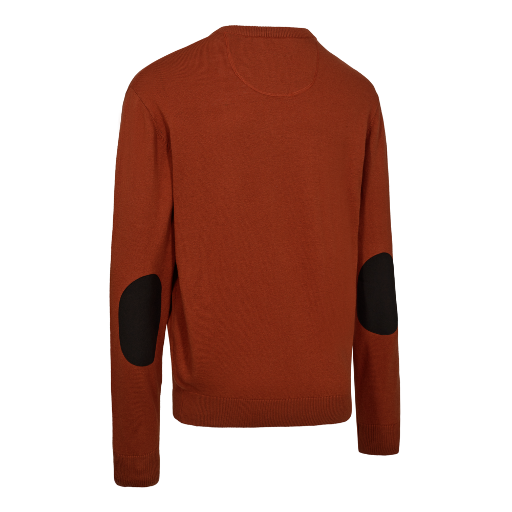 Deerhunter HARRINGTON V-neck merinógyapjú–pamut V-nyakú pulóver – 8118 – Oak Rust Melange – rozsdabarna melír (611) – hátulnézet