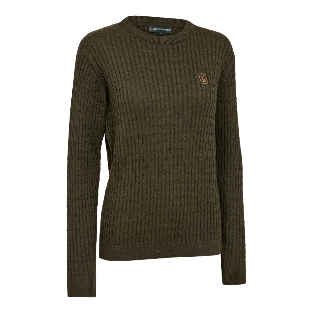 Deerhunter HARRINGTON csavart mintás kötött pulóver – női – 8120 – Forest Ember Melange – erdei parázs melír (368) – elölnézet