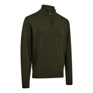 Deerhunter HARRINGTON félcipzáras merinógyapjú–pamut pulóver – 8119 – Forest Ember Melange – erdei parázs melír (368) – elölnézet