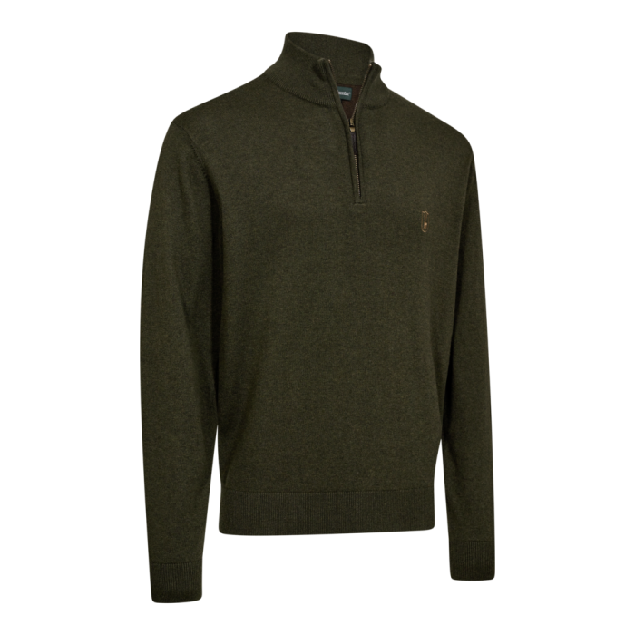 Deerhunter HARRINGTON félcipzáras merinógyapjú–pamut pulóver – 8119 – Forest Ember Melange – erdei parázs melír (368) – elölnézet