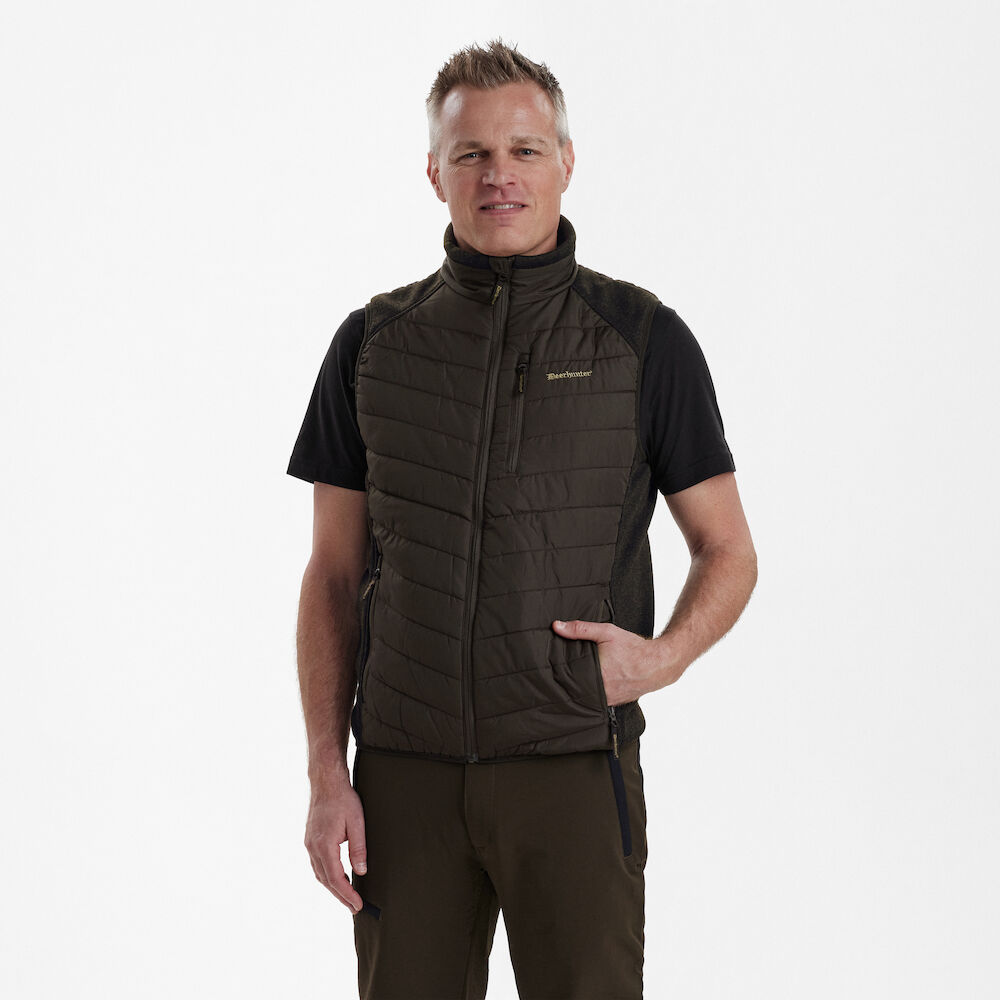 Deerhunter MOOR Padded with Knit bélelt vadászmellény – 4572 – Brown Leaf – levélbarna (571) – elölnézet
