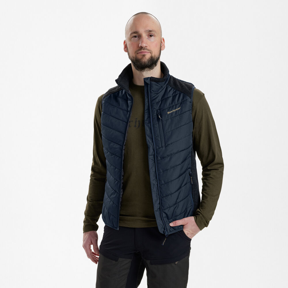 Deerhunter MOOR Padded with Knit bélelt vadászmellény – 4572 – Dark Blue – sötétkék (786) – elölnézet