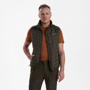 Deerhunter MOOR Padded with Knit bélelt vadászmellény – 4572 – Timber – erdei barna (393) – elölnézet
