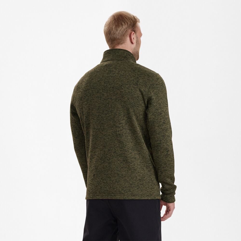 Deerhunter SAREK cipzáras kötött hatású polárfelső – 5985 – Olive Night melange – sötét olívazöld melír (365) – hátulnézet