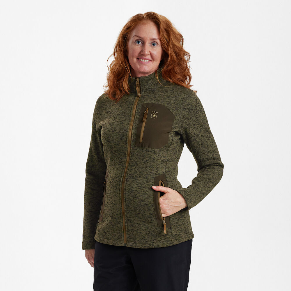 Deerhunter SAREK kötött kabát – női – 5984 – Olive Night melange – sötét olívazöld melír (365) – elölnézet