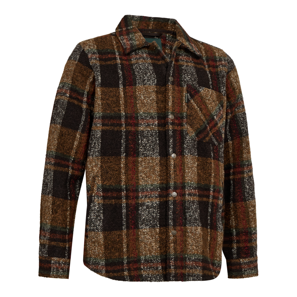 Deerhunter WILDER Overshirt – vastag gyapjúkeverék férfi ingkabát – 8708 – Brown Check – barna kockás (58708) – elölnézet