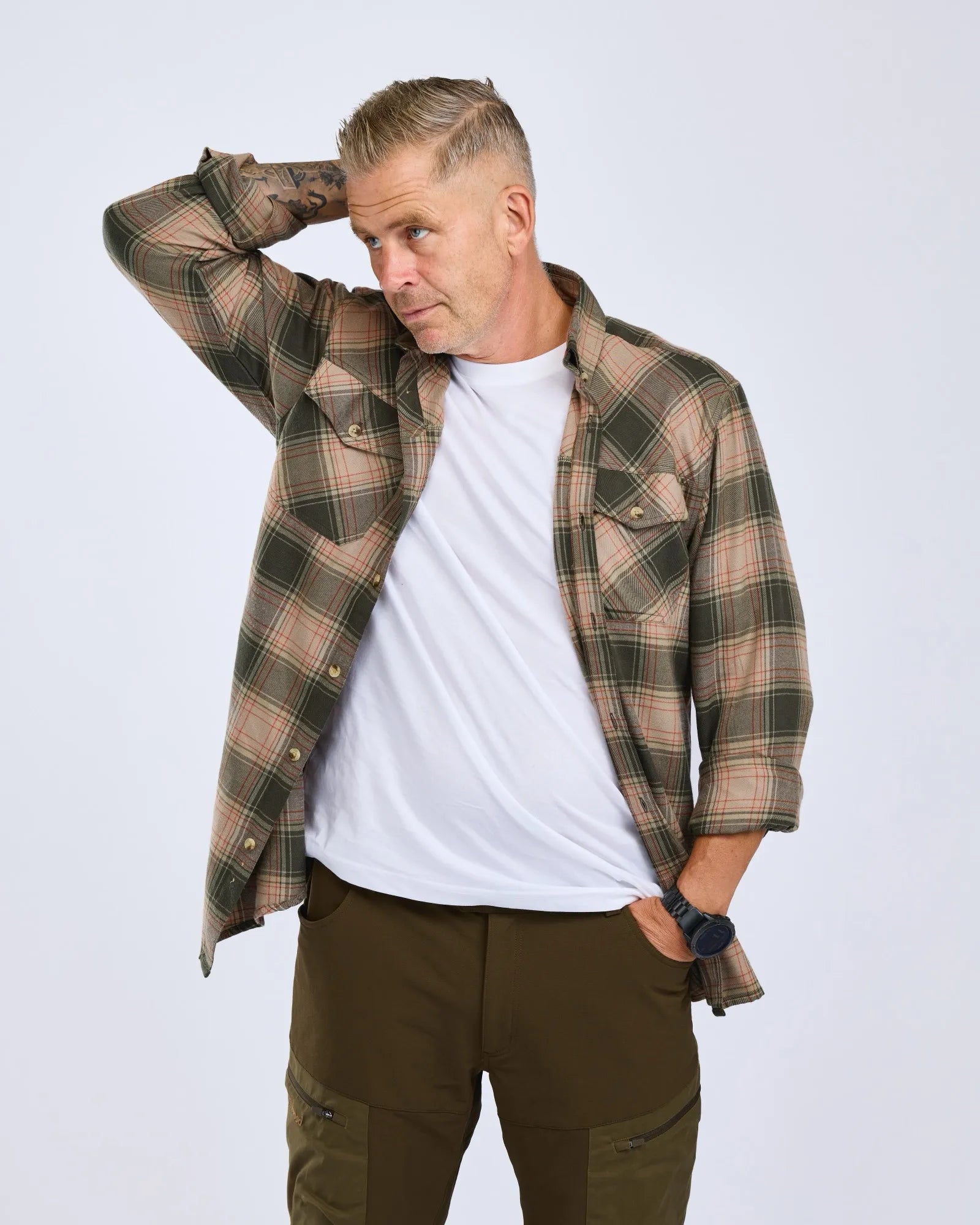 Finnveden Forest Flannel Shirt M's – Olive/D.Green (151) – 5370