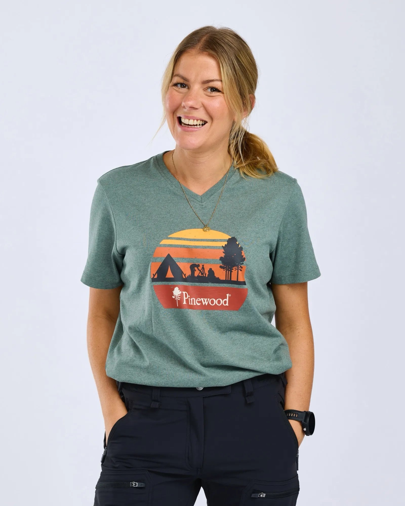 Finnveden Recycled Outdoor T-shirt W's – AquaGr.Mel Campsite (469) – 3449