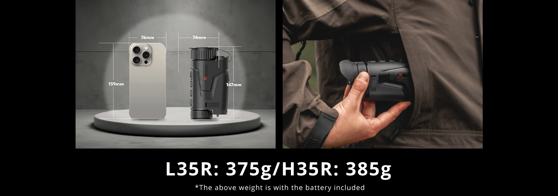 Nocpix LUMI H35R és L35R tömeg és kompakt méret