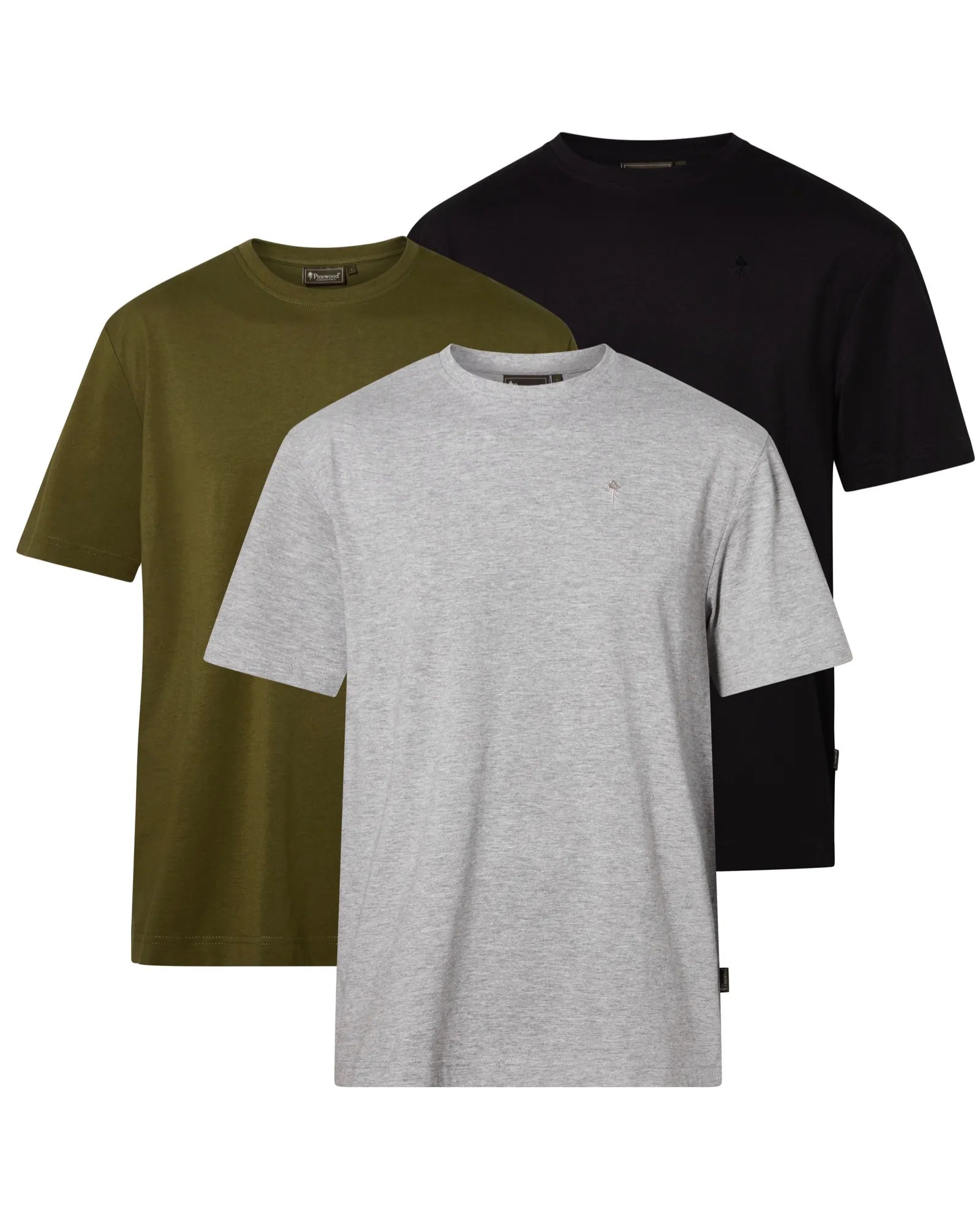 Pinewood® 3-pack T-shirt M's – GreyMel/Pine/Black (472) – 5447
