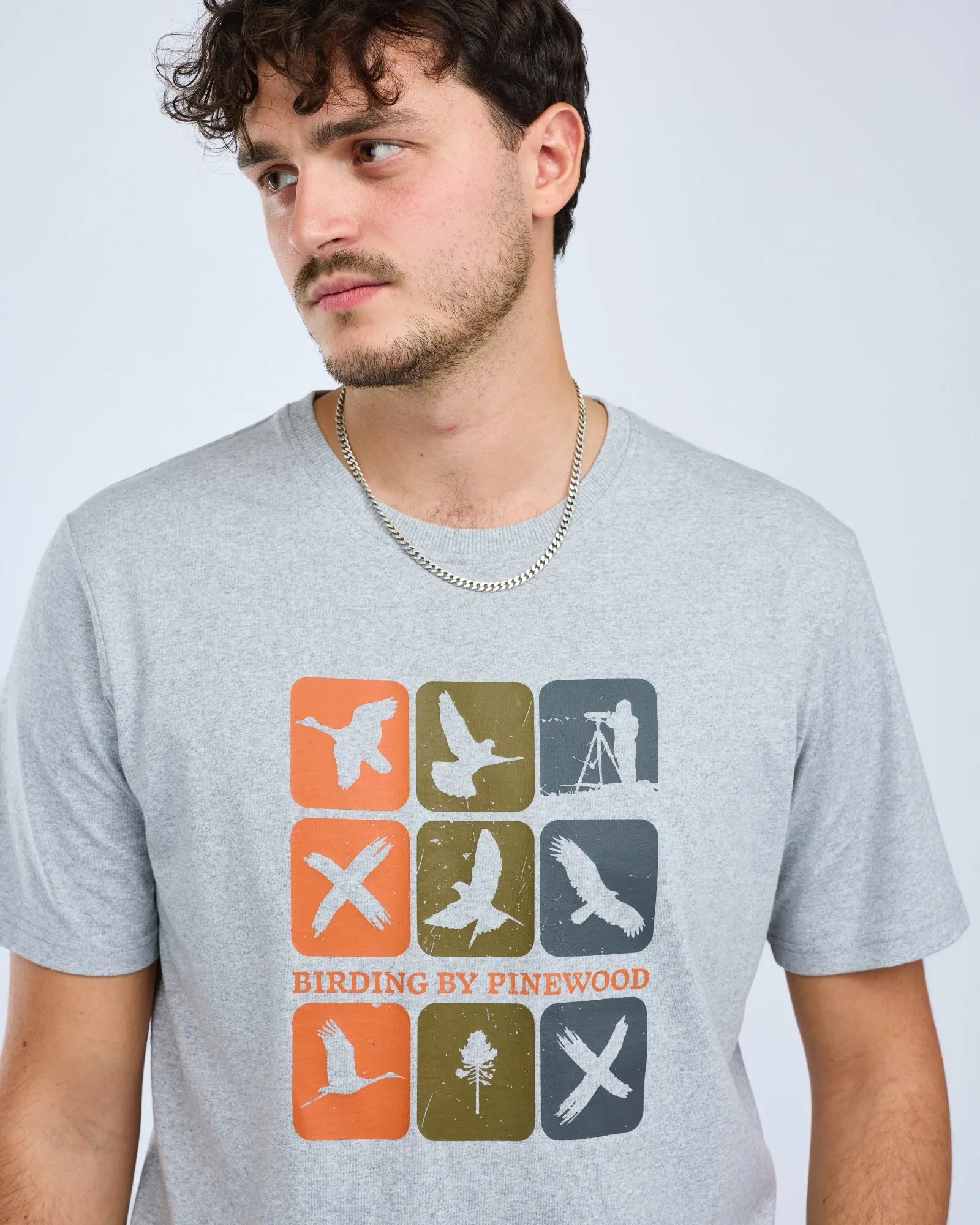 Pinewood® Birding T-shirt M's – L.Grey Mel Combo (470) – 5457