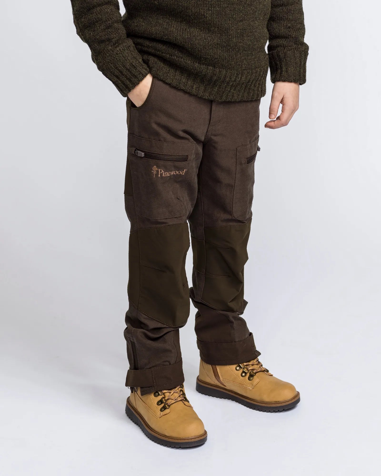 Pinewood® Caribou Hunt Trousers K's – Suede Brown/D.Olive (244) – 6885