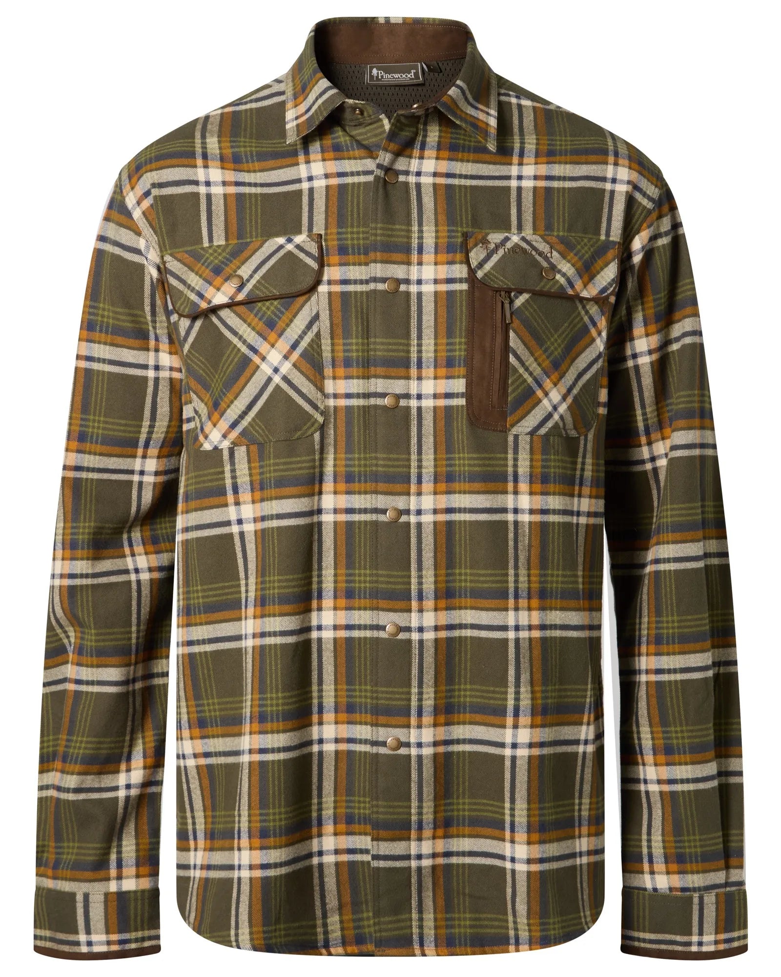 Pinewood® Cornwall Shirt M's – Mossgreen/L.Khaki (764) – 9435