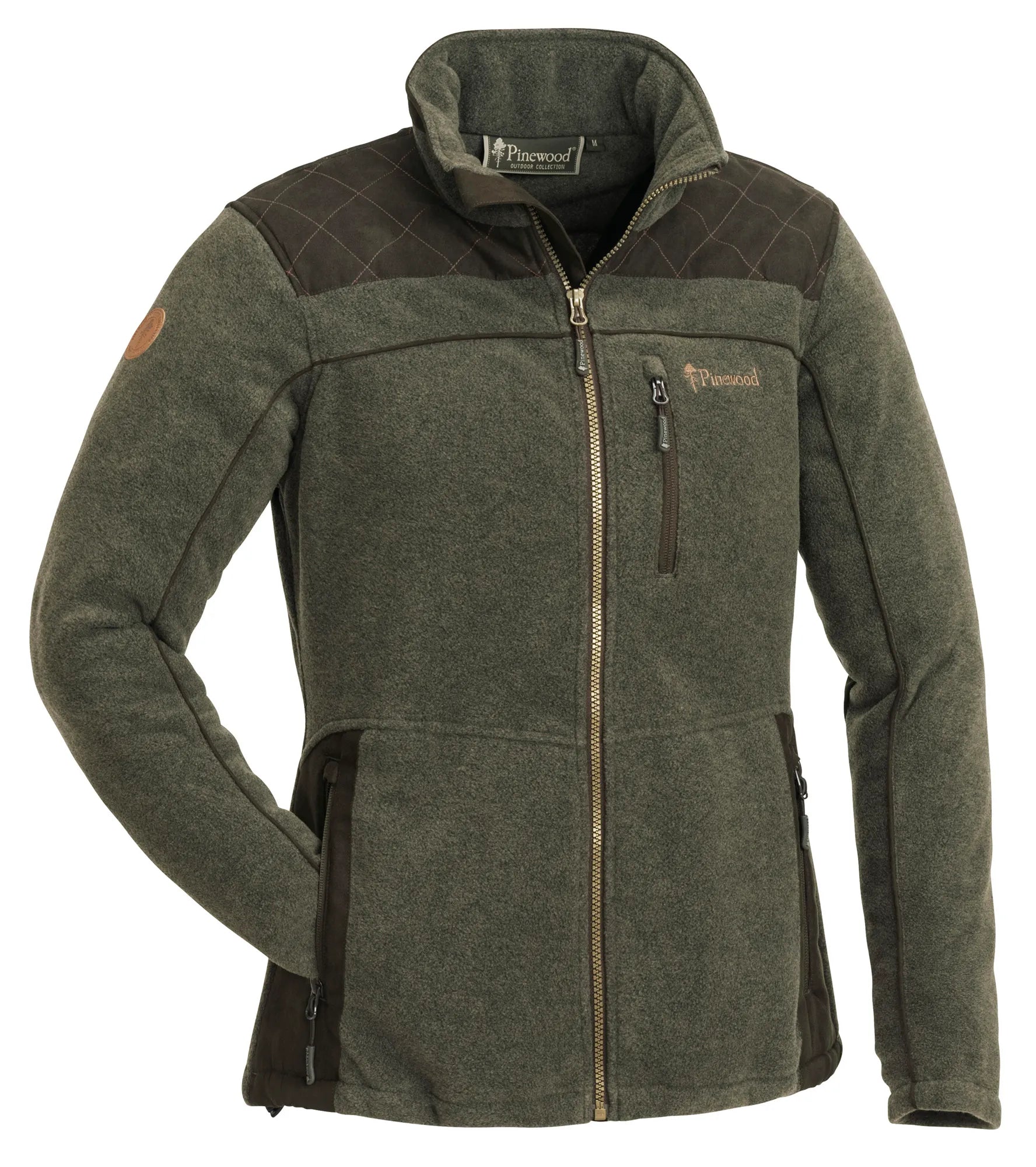 Pinewood® Diana Exclusive Fleece Jacket W's – Olive Mel/Suede Brown (702) – 3067