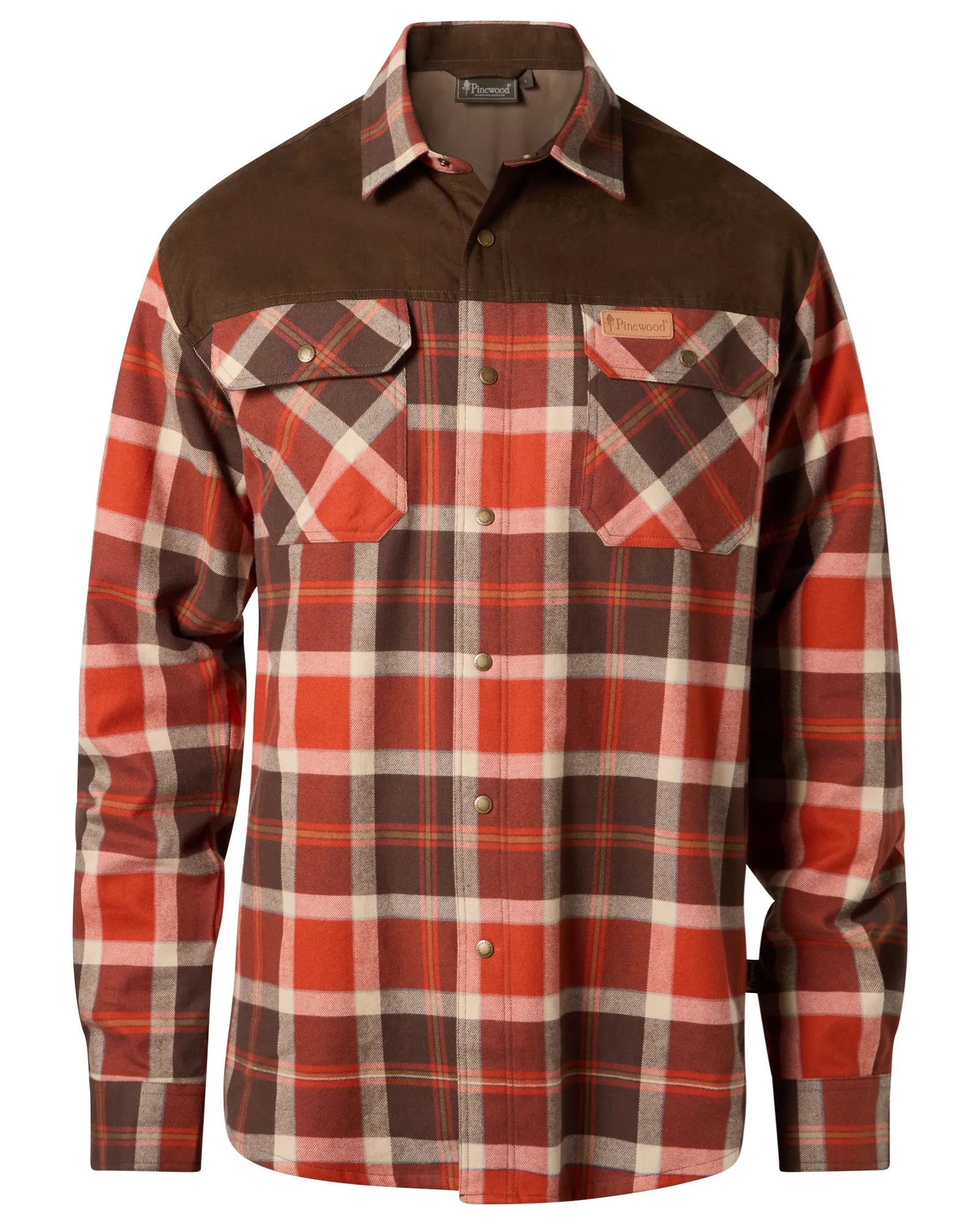 Pinewood® Douglas Shirt M's – Orange Clay/D.Brown (852) – 9436