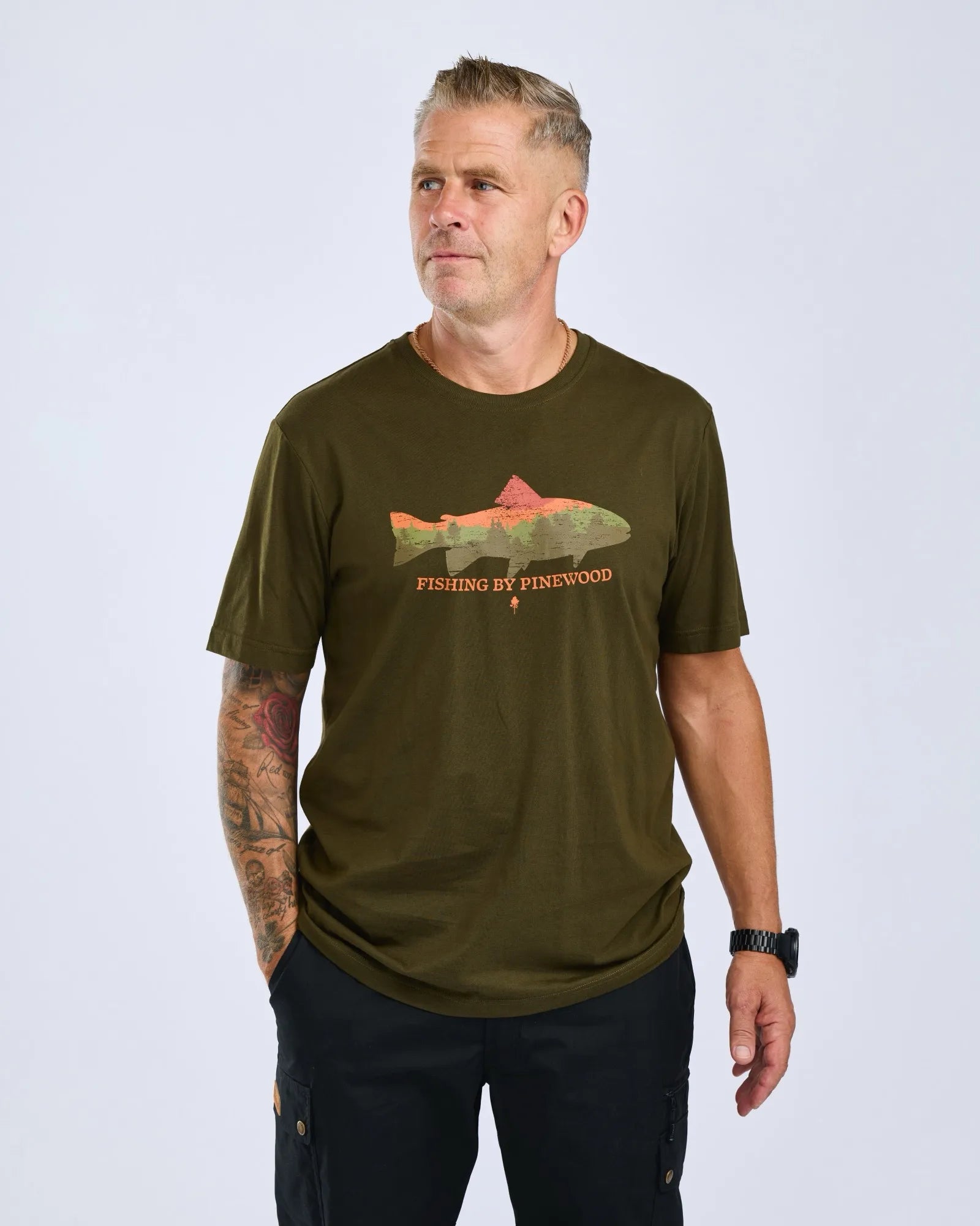 Pinewood® Fish T-shirt M's – Green (100) – 5465