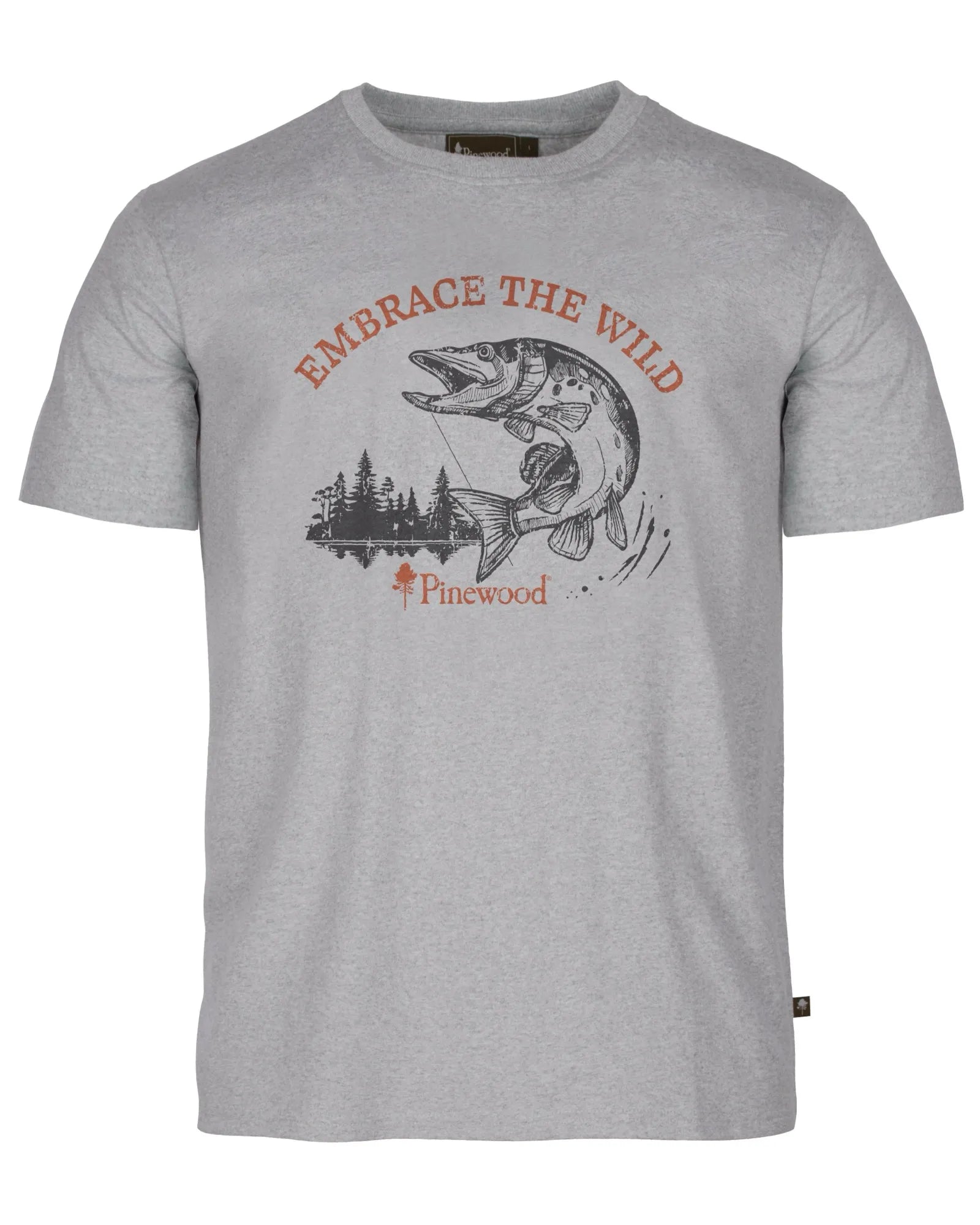 Pinewood® Fishing T-shirt M's – L.Grey Mel Pike (471) – 5475