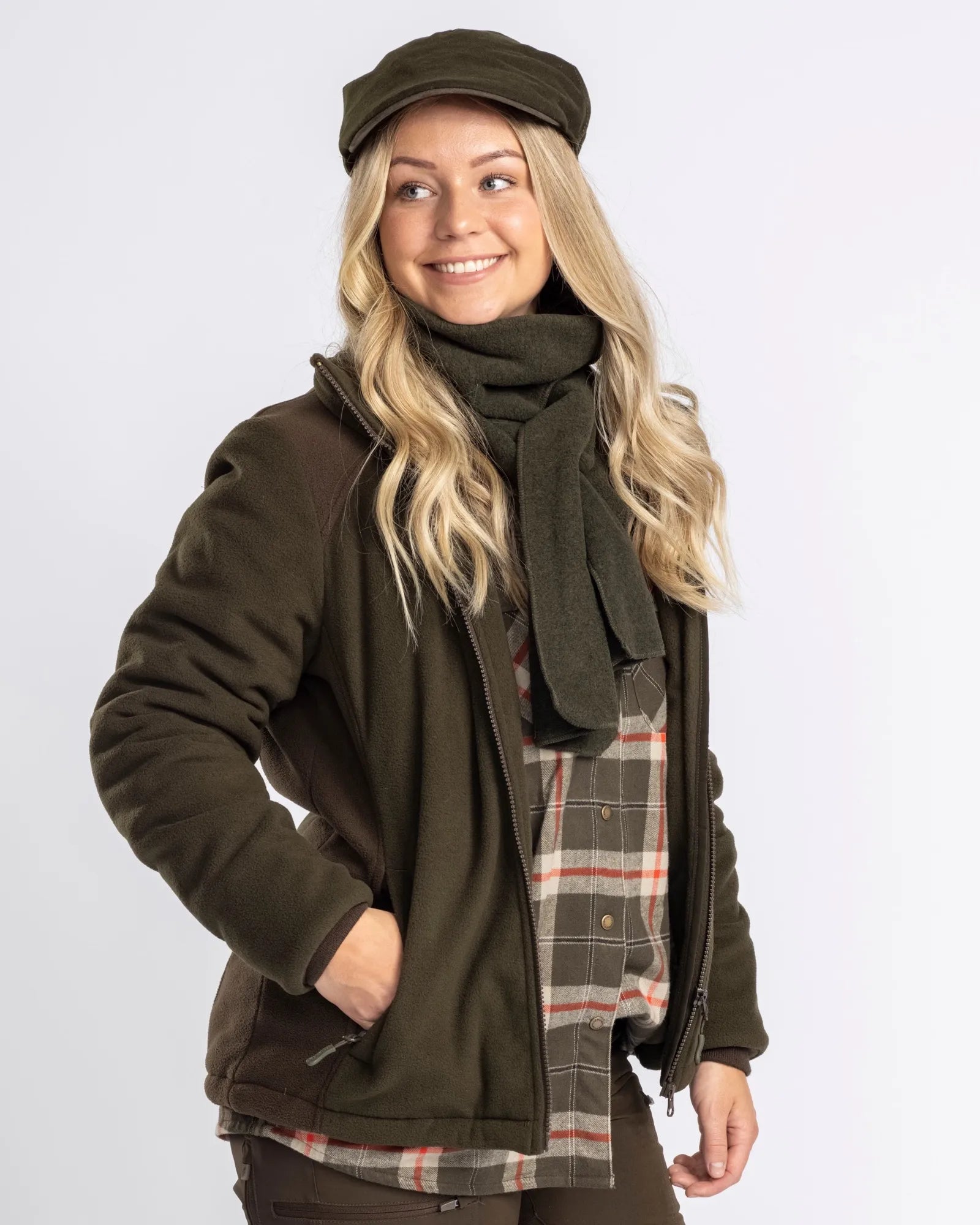 Pinewood® Harriette Padded Fleece Jacket W´s – Green/Suedebrown (724) – 3064