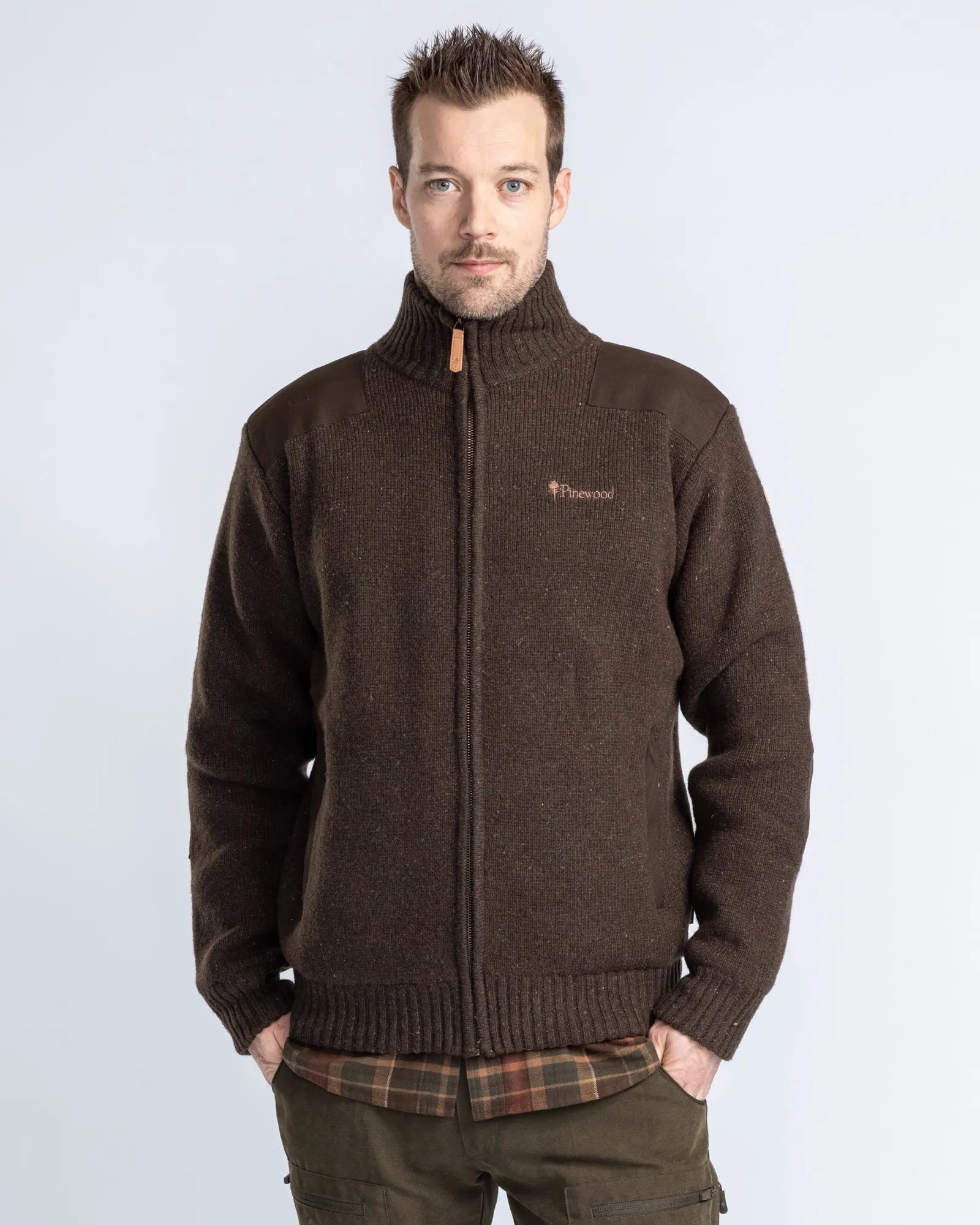 Pinewood® Hurricane Full Zip Sweater M´s – D.Brown Mel (235) – 5479