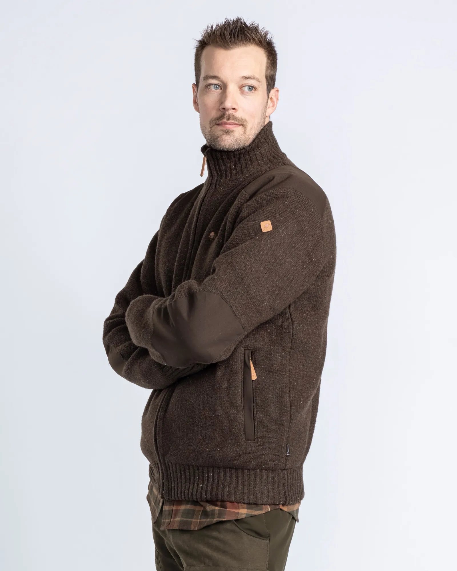 Pinewood® Hurricane Full Zip Sweater M´s – D.Brown Mel (235) – 5479