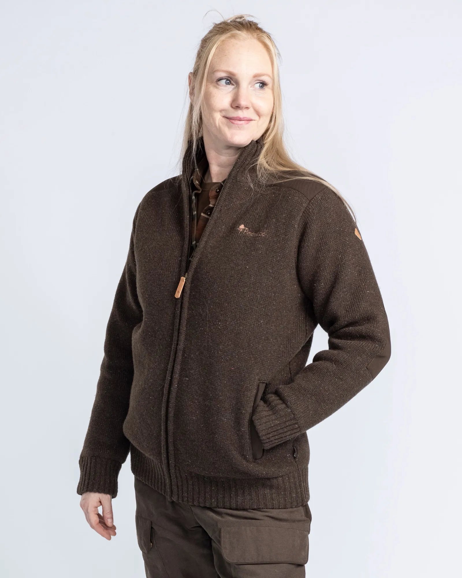 Pinewood® Hurricane Full Zip Sweater W´s – D.Brown Mel (235) – 3479