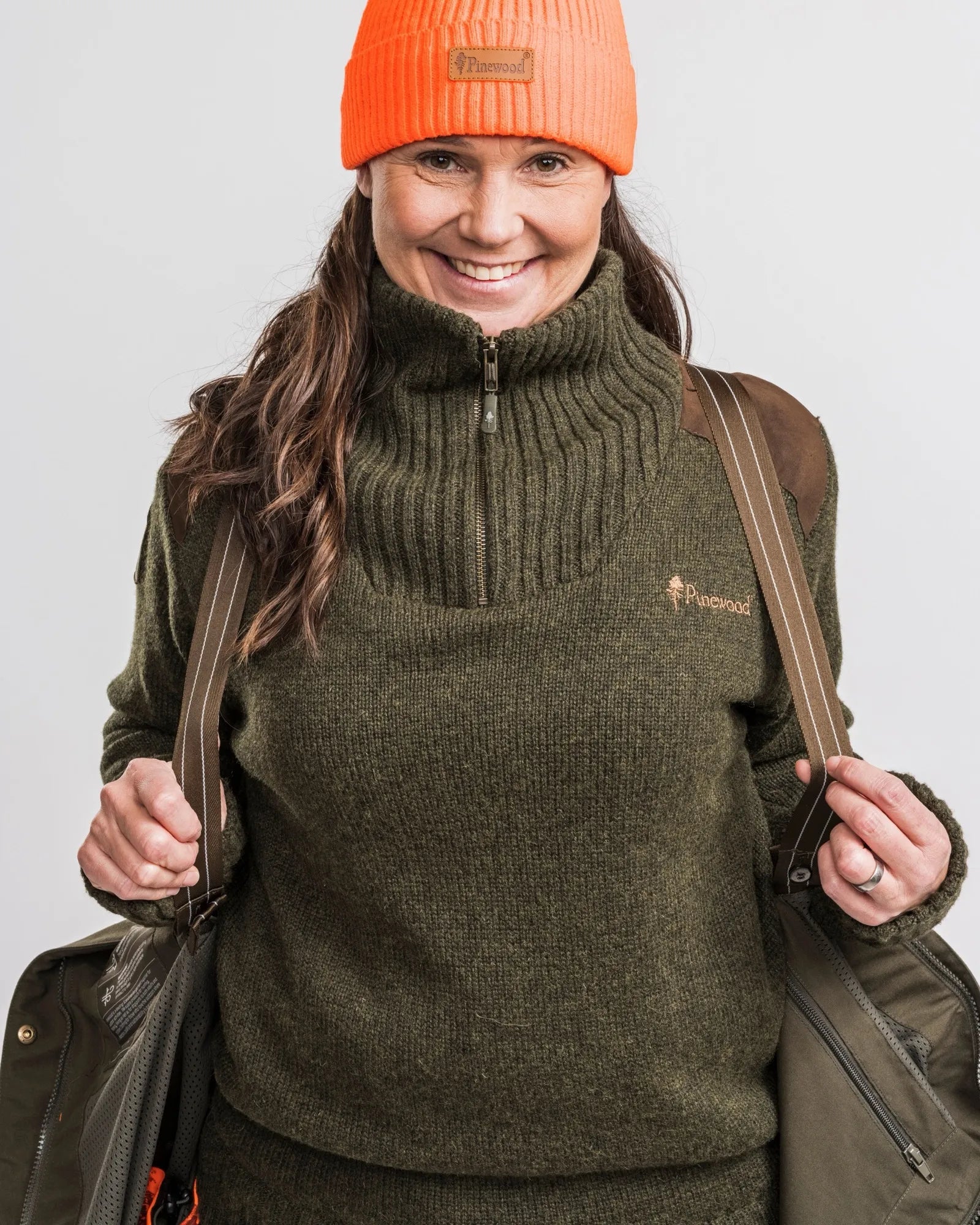 Pinewood® Hurricane Sweater W's – D.Green Mel (142) – 9349