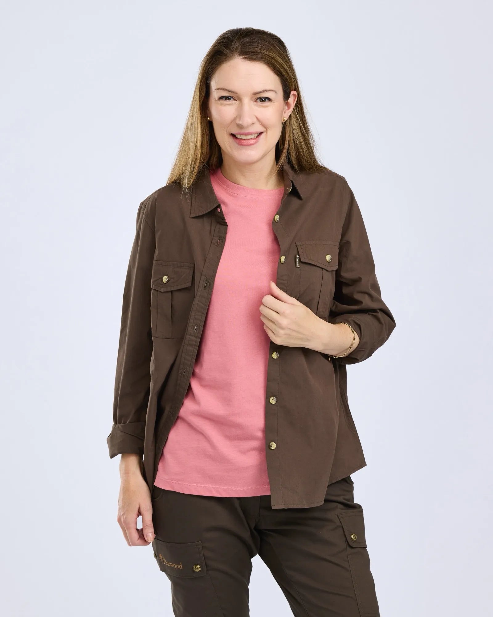 Pinewood® InsectSafe Poplin L/S Shirt W's – D.Olive (128) – 3228