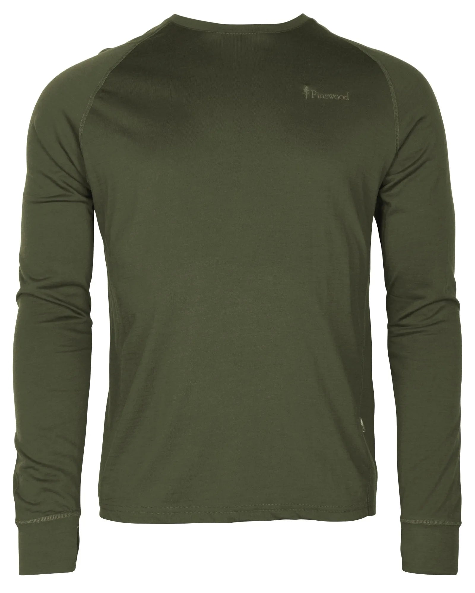 Pinewood® Lappland Merino Wool L/S T-shirt M´s – Moss Green (135) – 5489