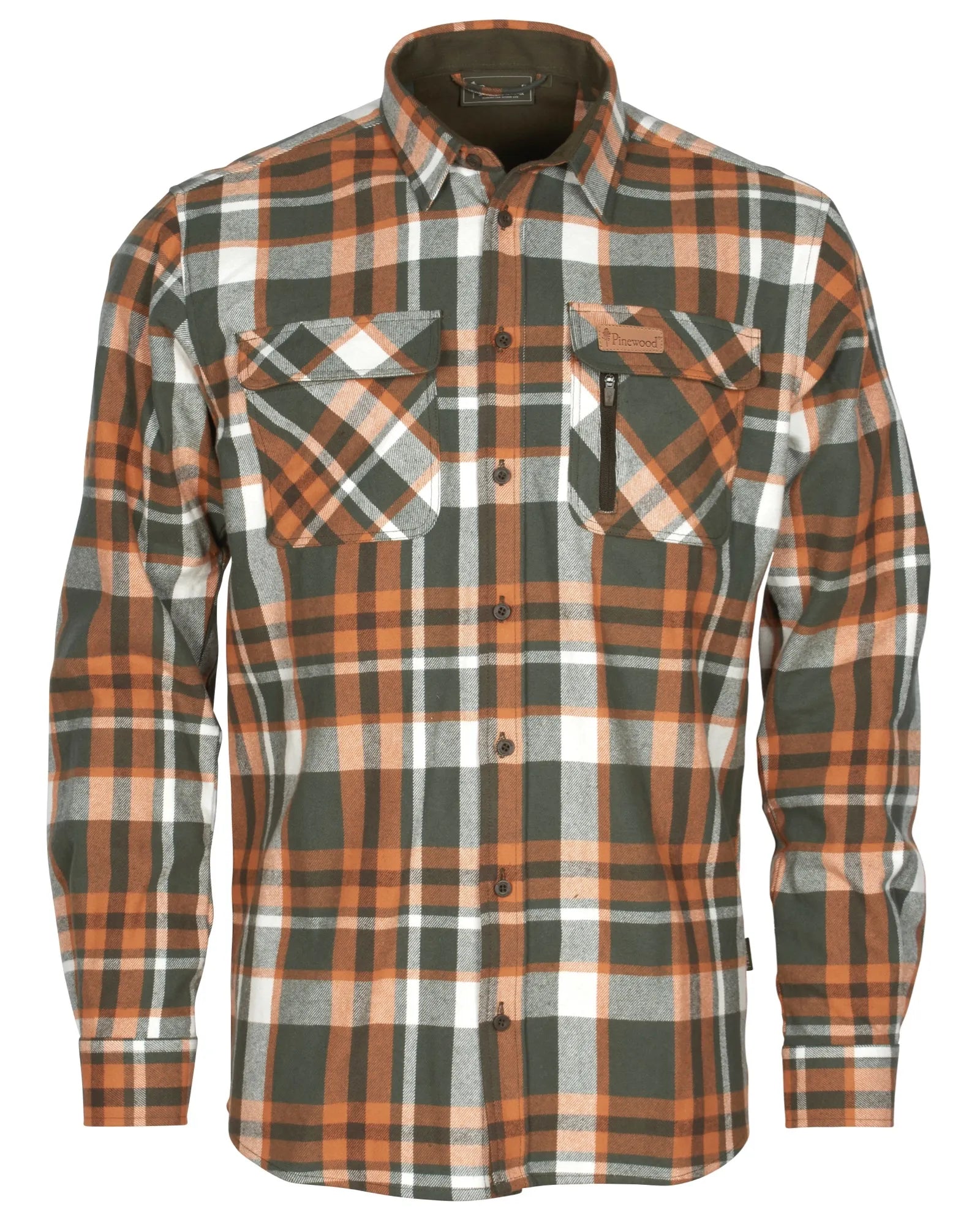 Pinewood® Lappland Rough Flannel Shirt M's – Green/Orange (120) – 5487