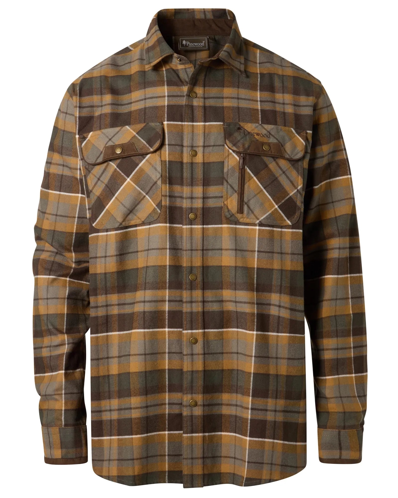 Pinewood® Prestwick Exclusive Shirt M's – D.Brown/D.Sandstone (280) – 9428