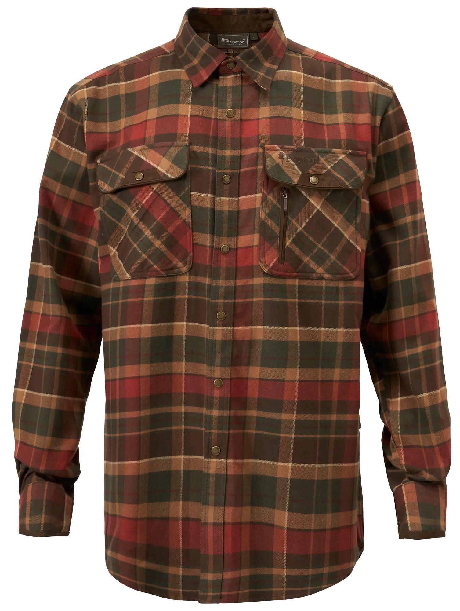 Pinewood® Prestwick Exclusive Shirt M's – D.Green/Terracotta (767) – 9428