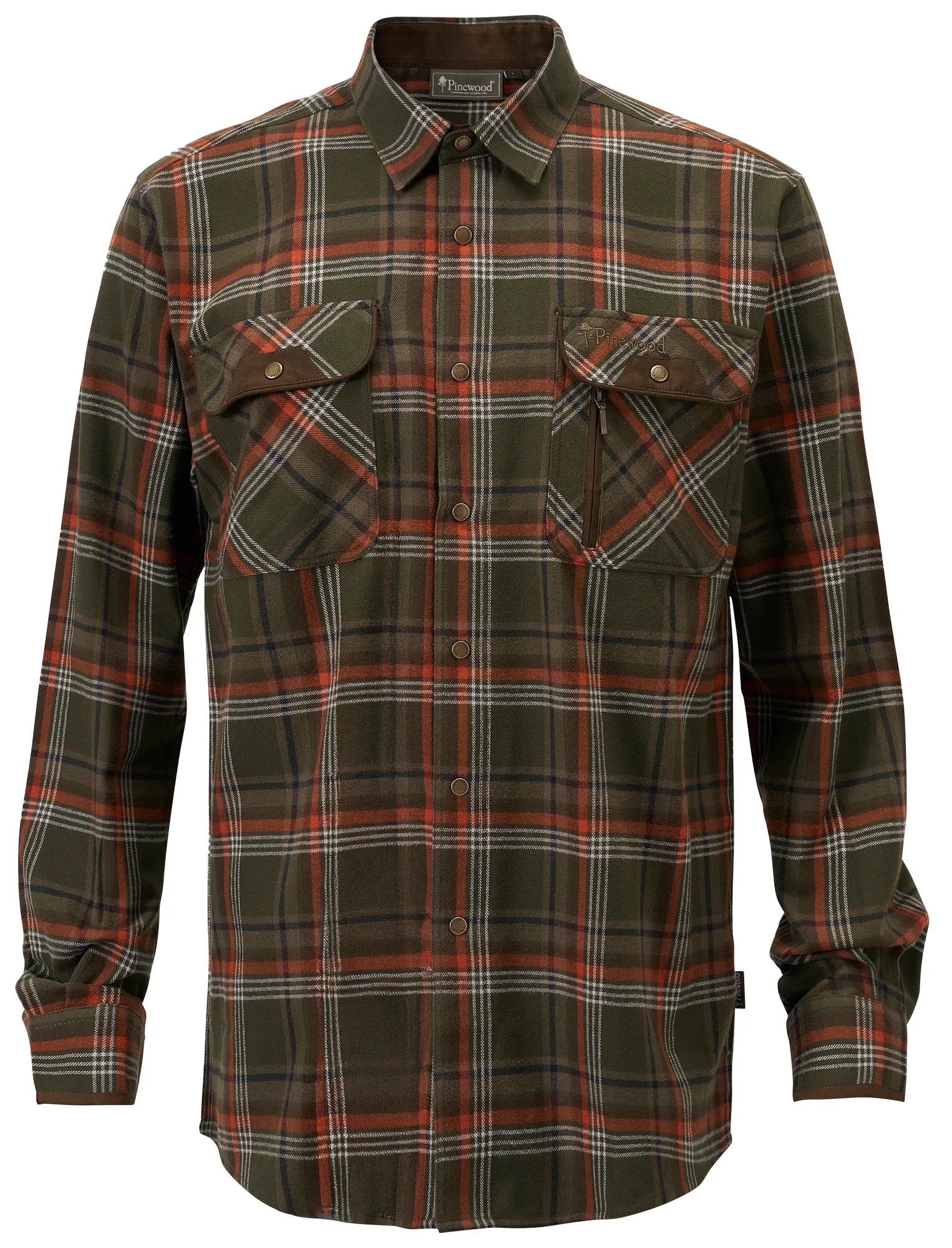 Pinewood® Prestwick Exclusive Shirt M's – Green/Burned Orange (766) – 9428