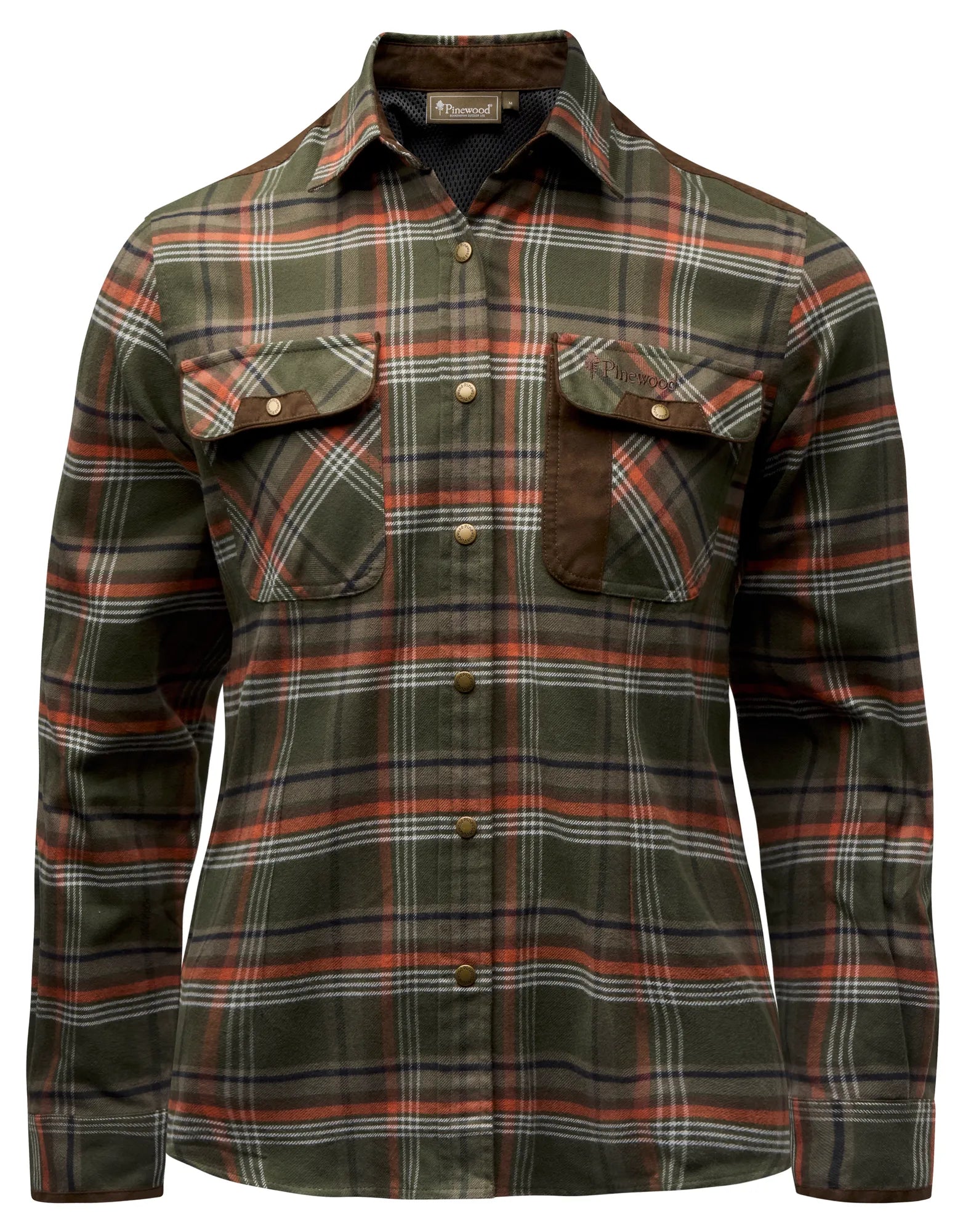 Pinewood® Prestwick Exclusive Shirt W's – Green/Burned Orange (766) – 3428
