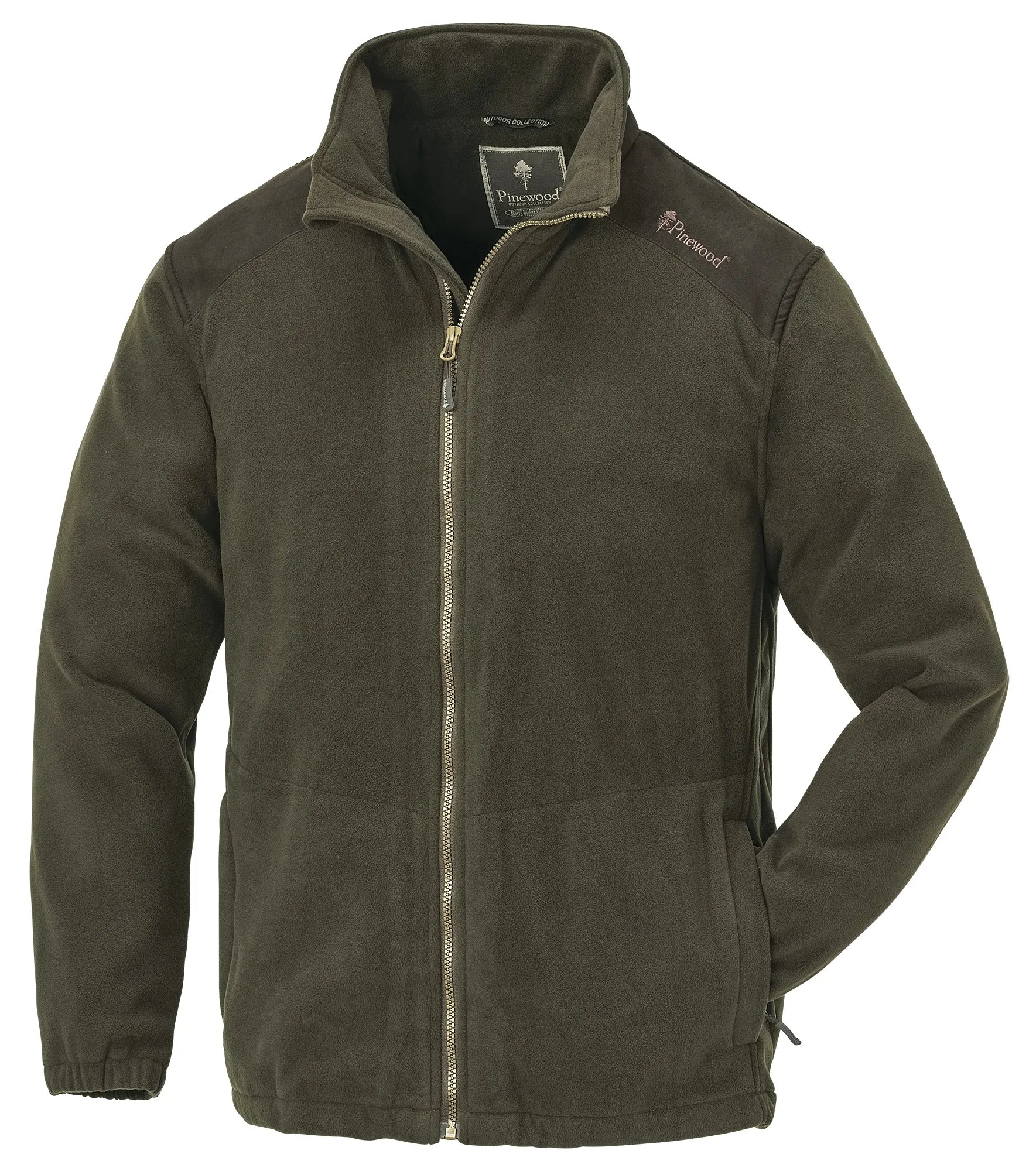Pinewood® Retriever Fleece Jacket M's – D.Olive/Suede Brown (186) – 9495