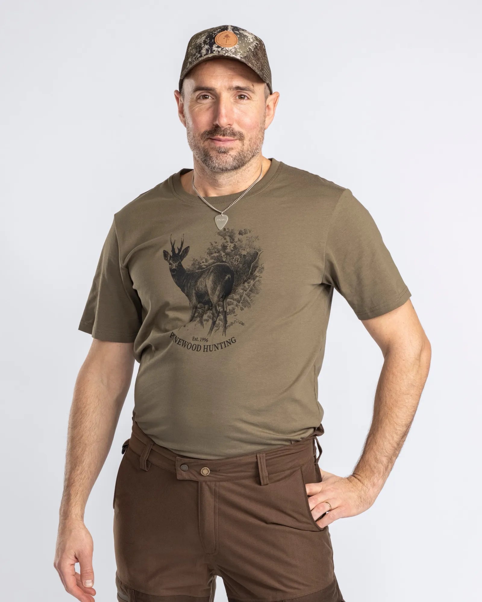Pinewood® Roe Deer T-shirt M´s – Olive (107) – 5455