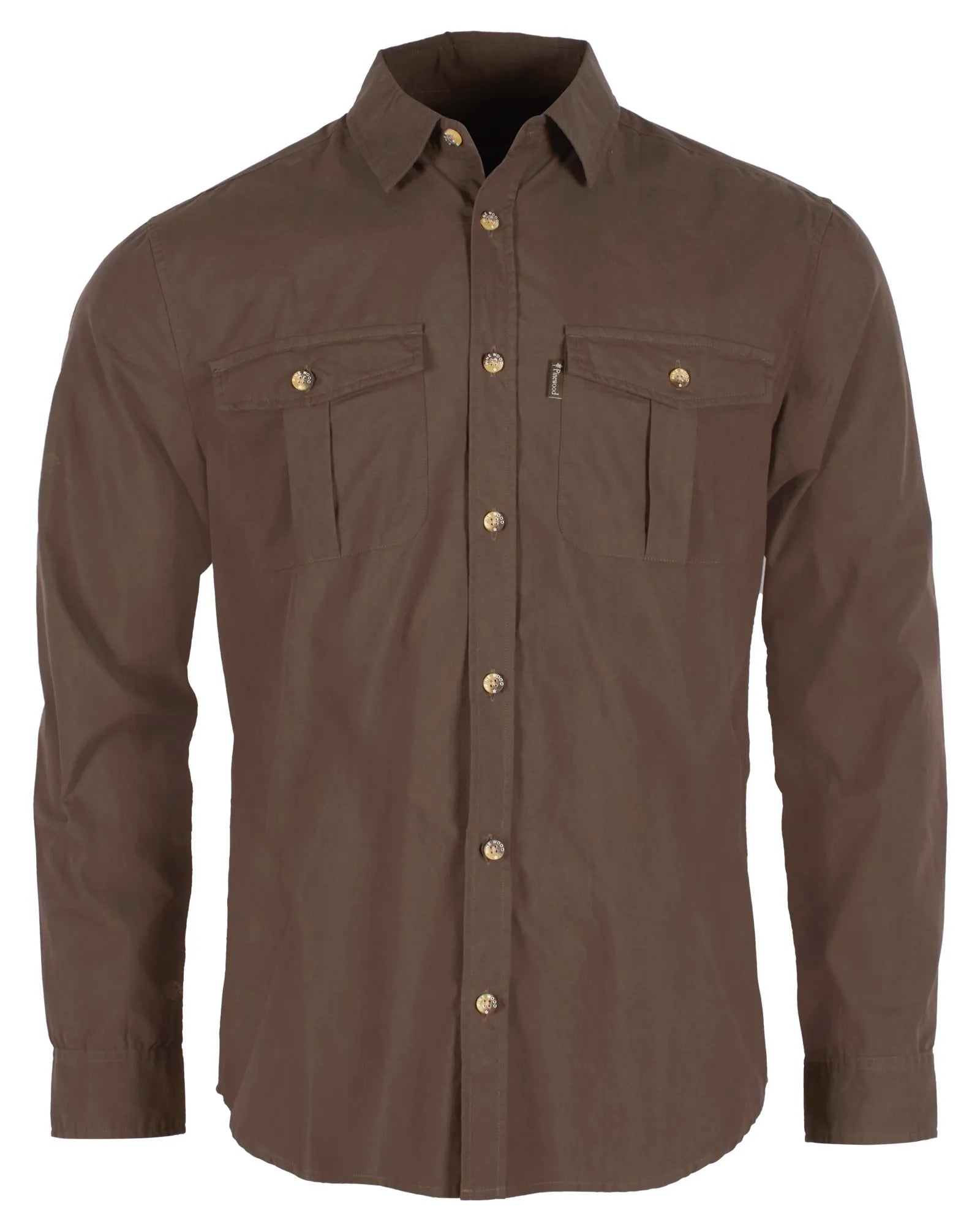 Pinewood® Safari L/S Shirt M's – D.Olive (128) – 5128