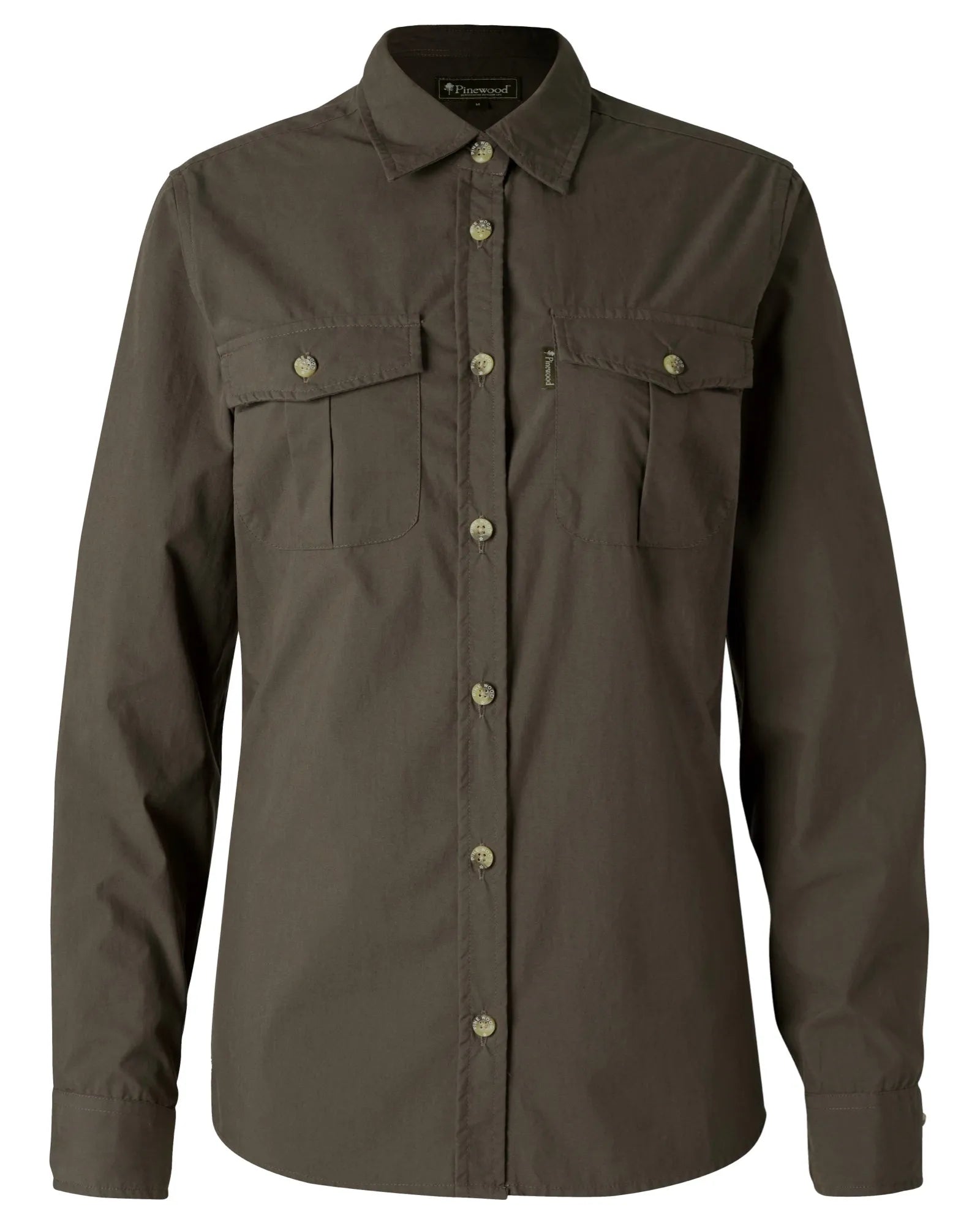 Pinewood® Safari L/S Shirt W's – D.Olive (128) – 3128