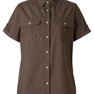 Pinewood® Safari S/S Shirt W's – D.Olive (128) – 3130