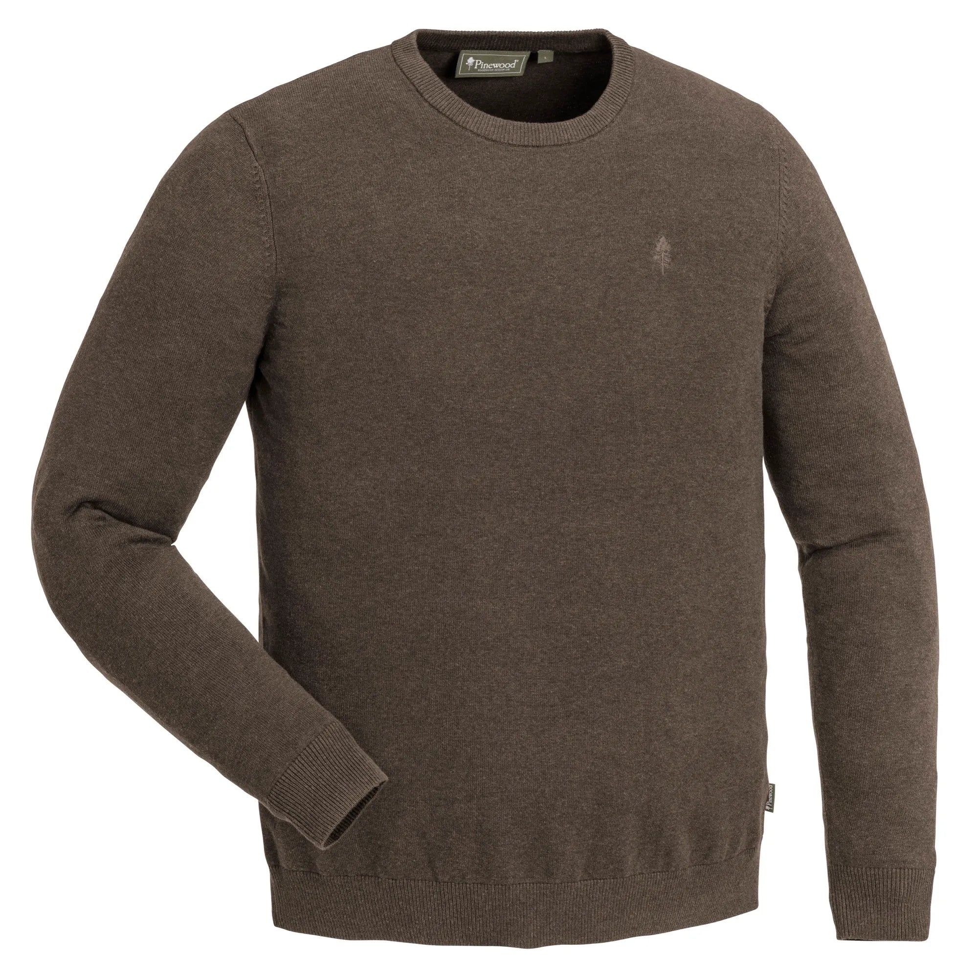 Pinewood® Värnamo Crewneck Knitted Sweater M's – Brown Mel (207) – 5049