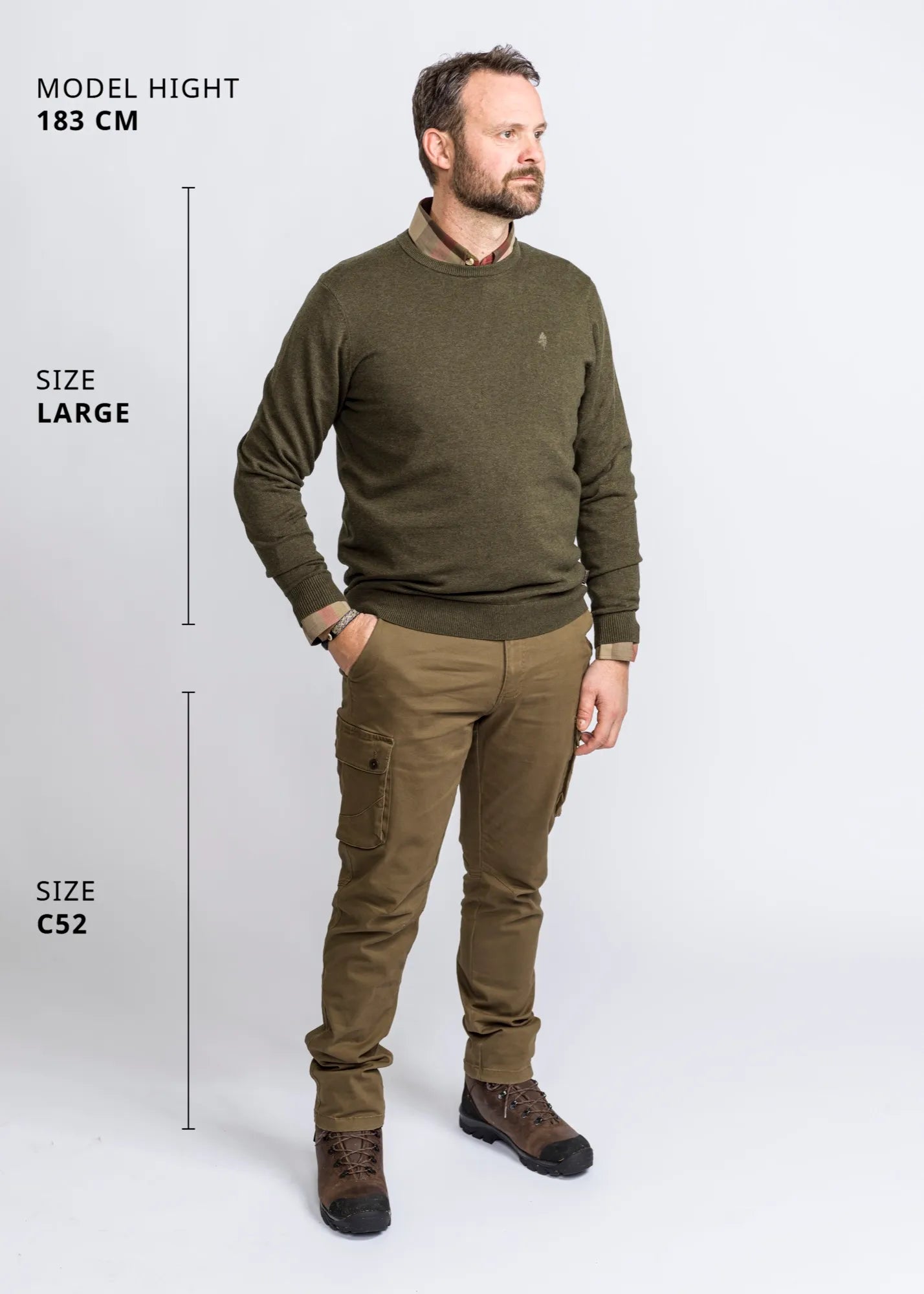 Pinewood® Värnamo Crewneck Knitted Sweater M's – Green Mel (116) – 5049